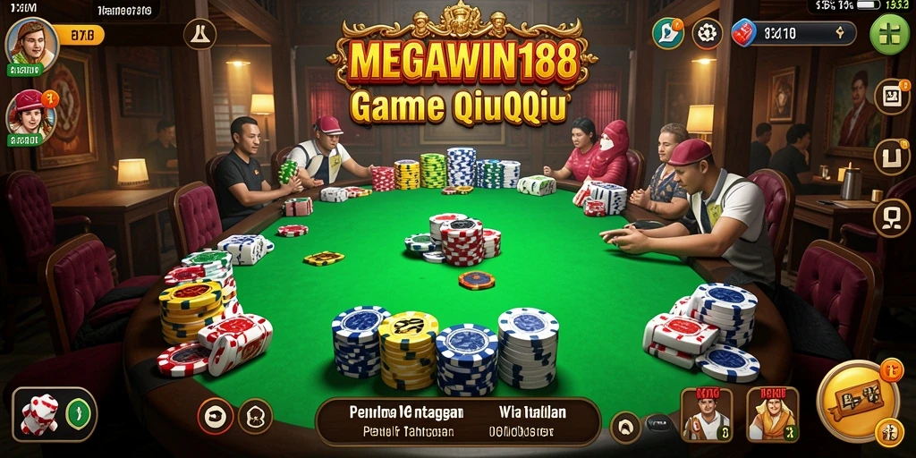 Tampilan menarik dari gameplay MEGAWIN188 dengan kartu QiuQiu.