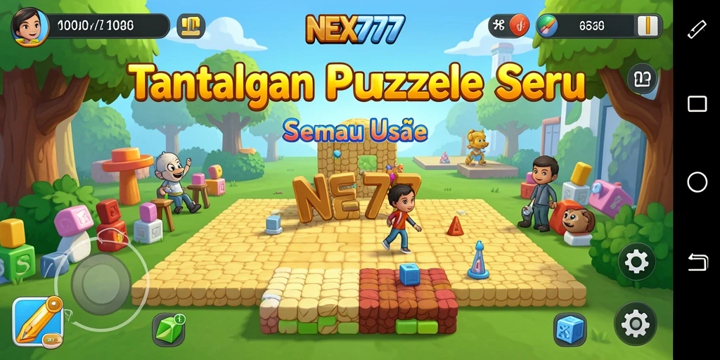 Screenshot NEX777 yang menampilkan pemain menyelesaikan teka-teki yang menantang.