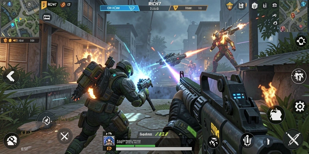 Screenshot RICH7 menampilkan momen intens dalam gameplay TPS.