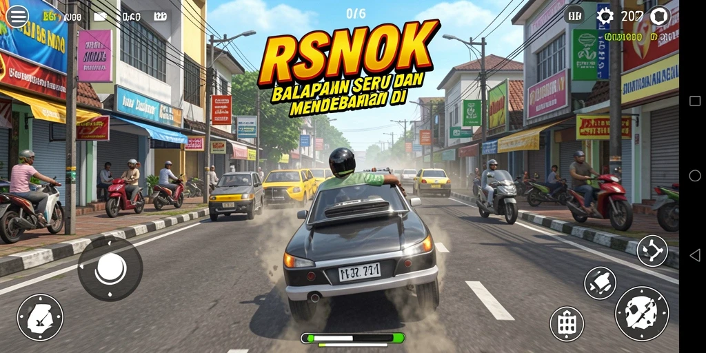 Screenshot gameplay RSNOK yang menunjukkan balapan intens dan mendebarkan.
