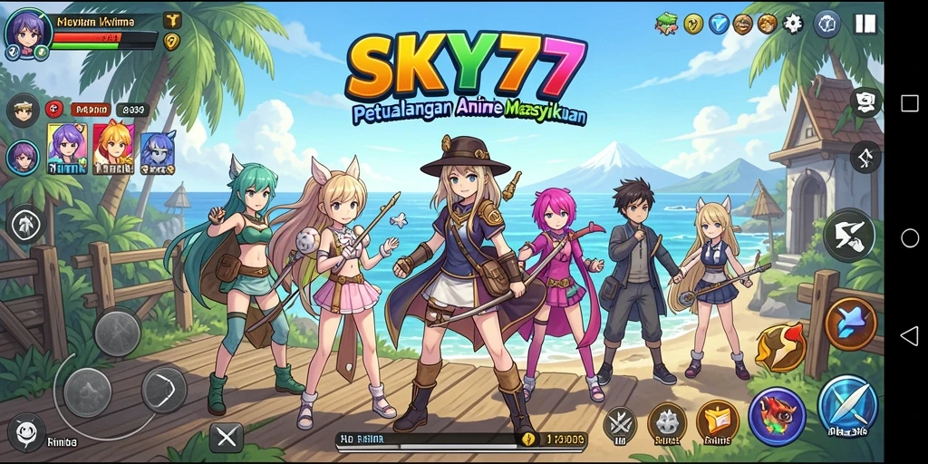 Tampilan gameplay <strong>SKY77</strong> yang menampilkan karakter Anime yang dinamis.